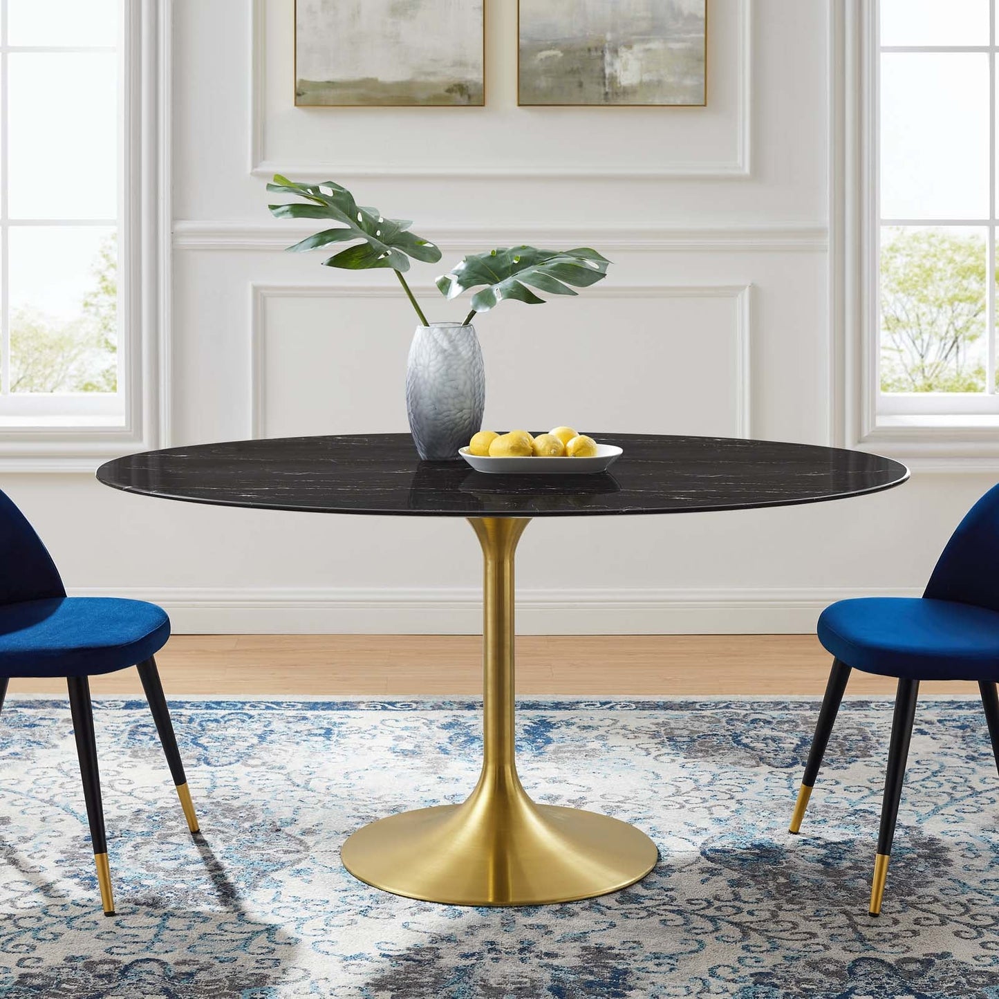Lippa 60" Oval Faux Marble Dining Table by Modway