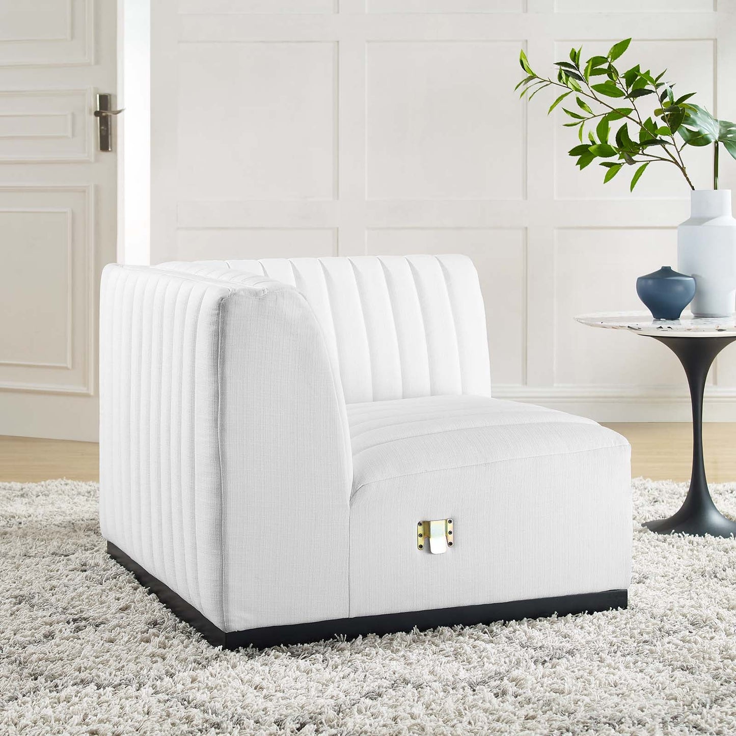 Conjure Channel Tufted Upholstered Fabric Right Corner Chair by Modway