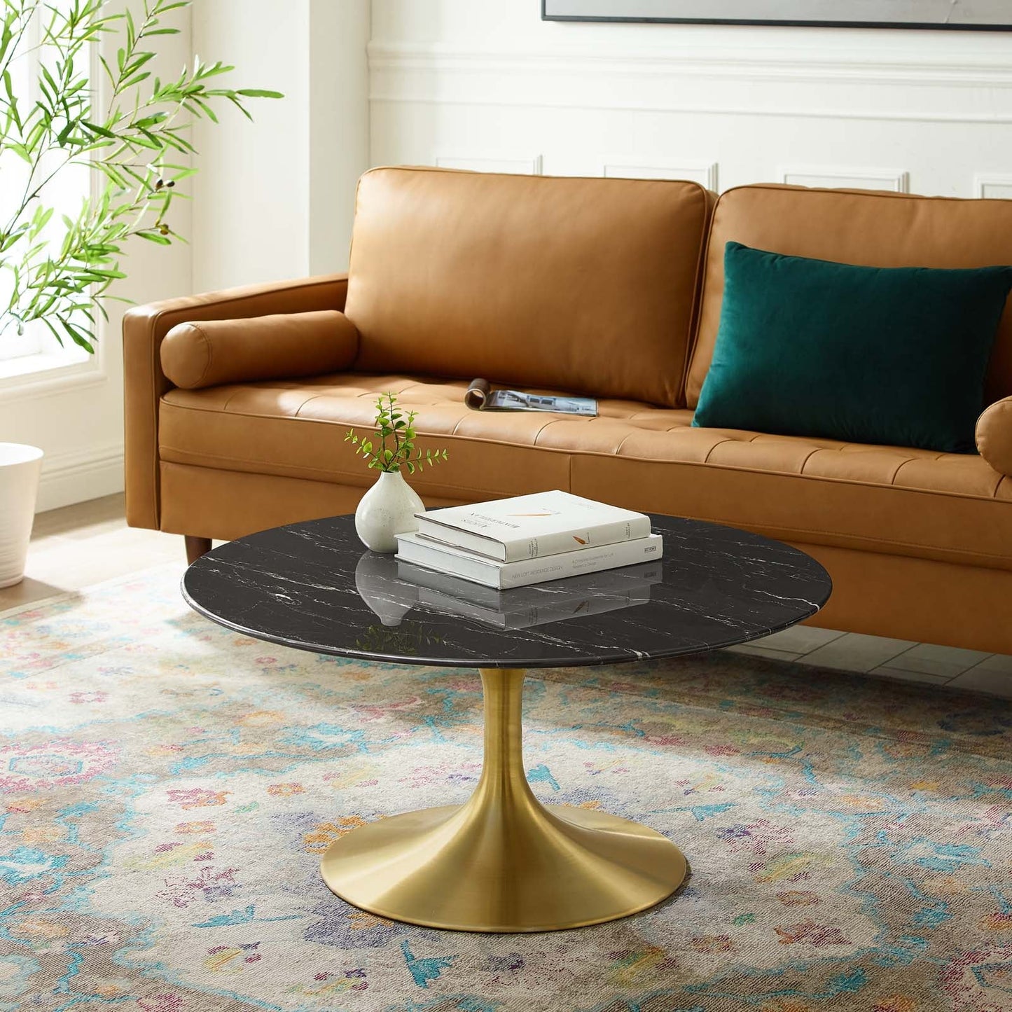 Lippa 36" Round Faux Marble Coffee Table by Modway