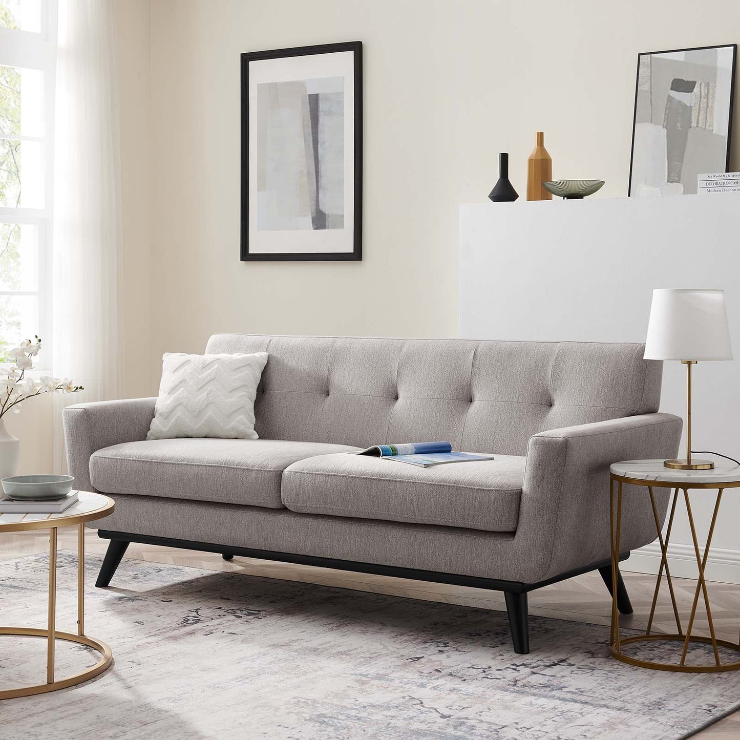 Engage Herringbone Fabric Loveseat by Modway