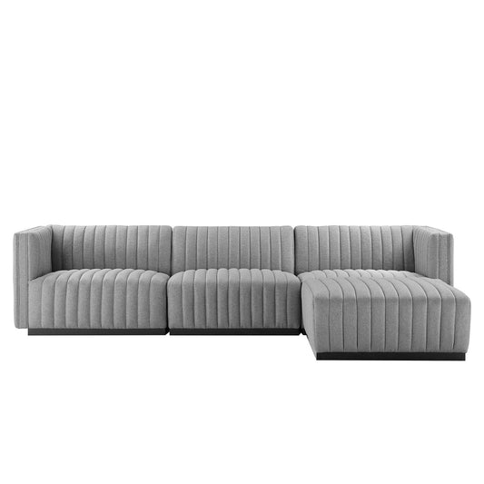 Conjure 4-Piece Channel Tufted Upholstered Fabric Sectional Sofa by Modway