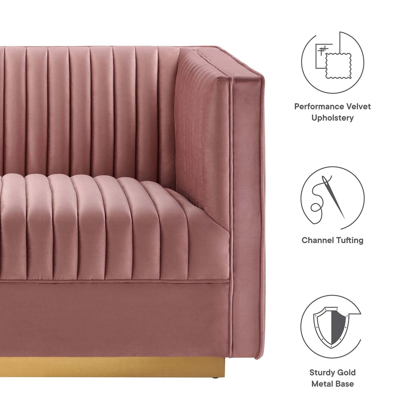 Sanguine 5-Piece Channel Tufted Performance Velvet Modular Sectional Sofa by Modway