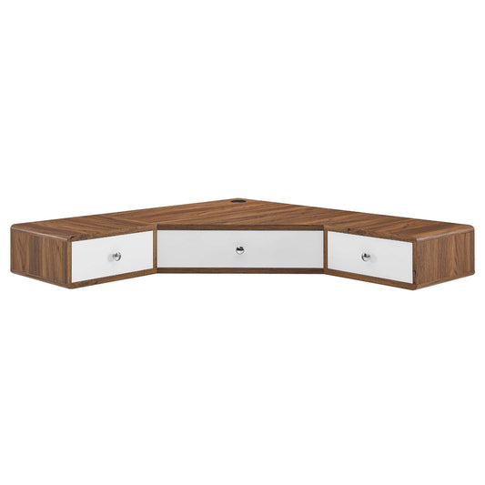 Transmit 47" Wall Mount Corner Walnut Office Desk by Modway