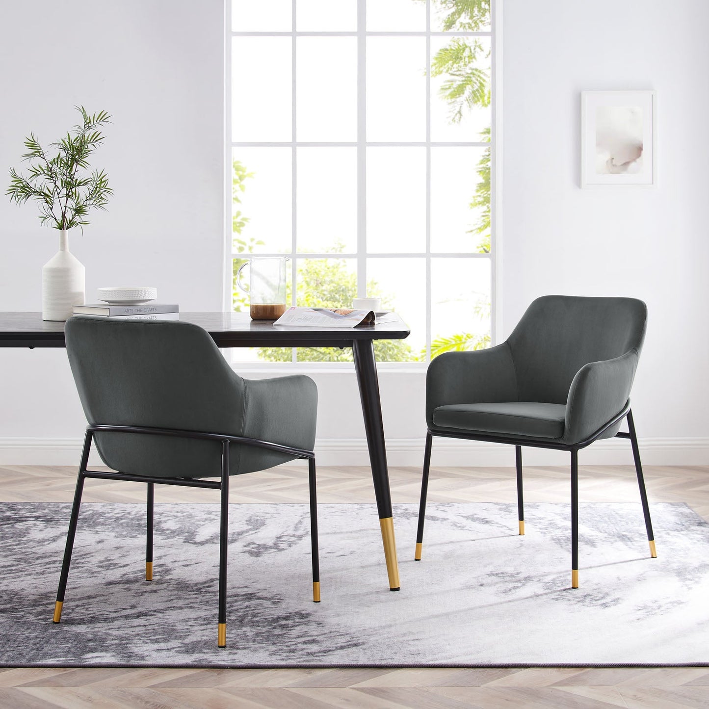 Jovi Performance Velvet Dining Armchair Set of 2 by Modway