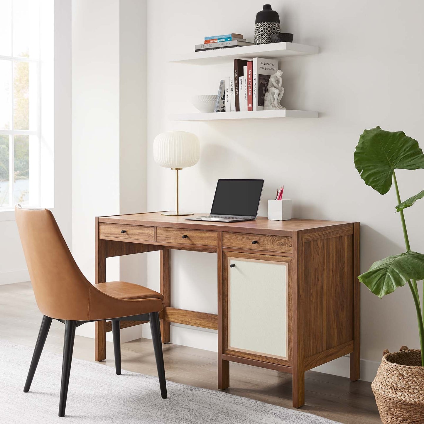 Capri 49" Wood Grain Office Desk by Modway