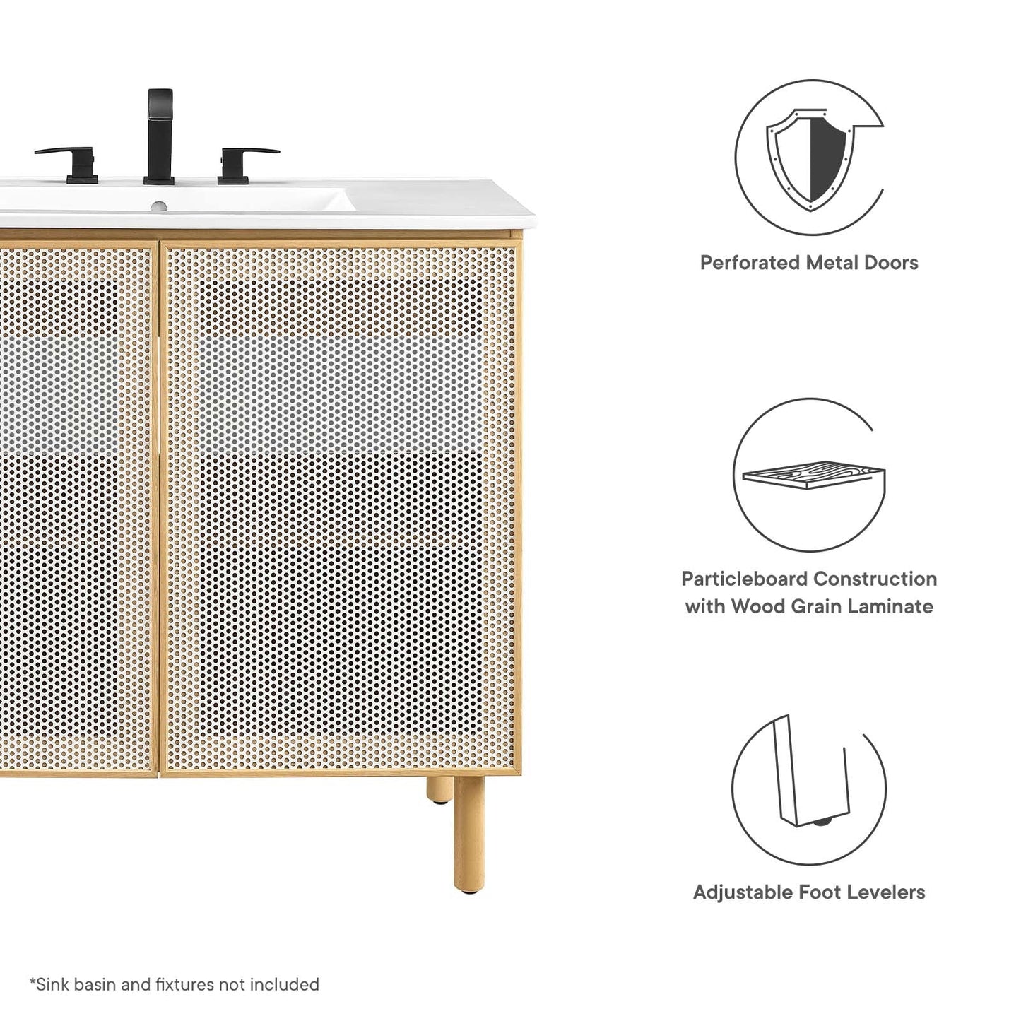 Calla 36" Perforated Metal Bathroom Vanity Cabinet (Sink Basin Not Included) by Modway