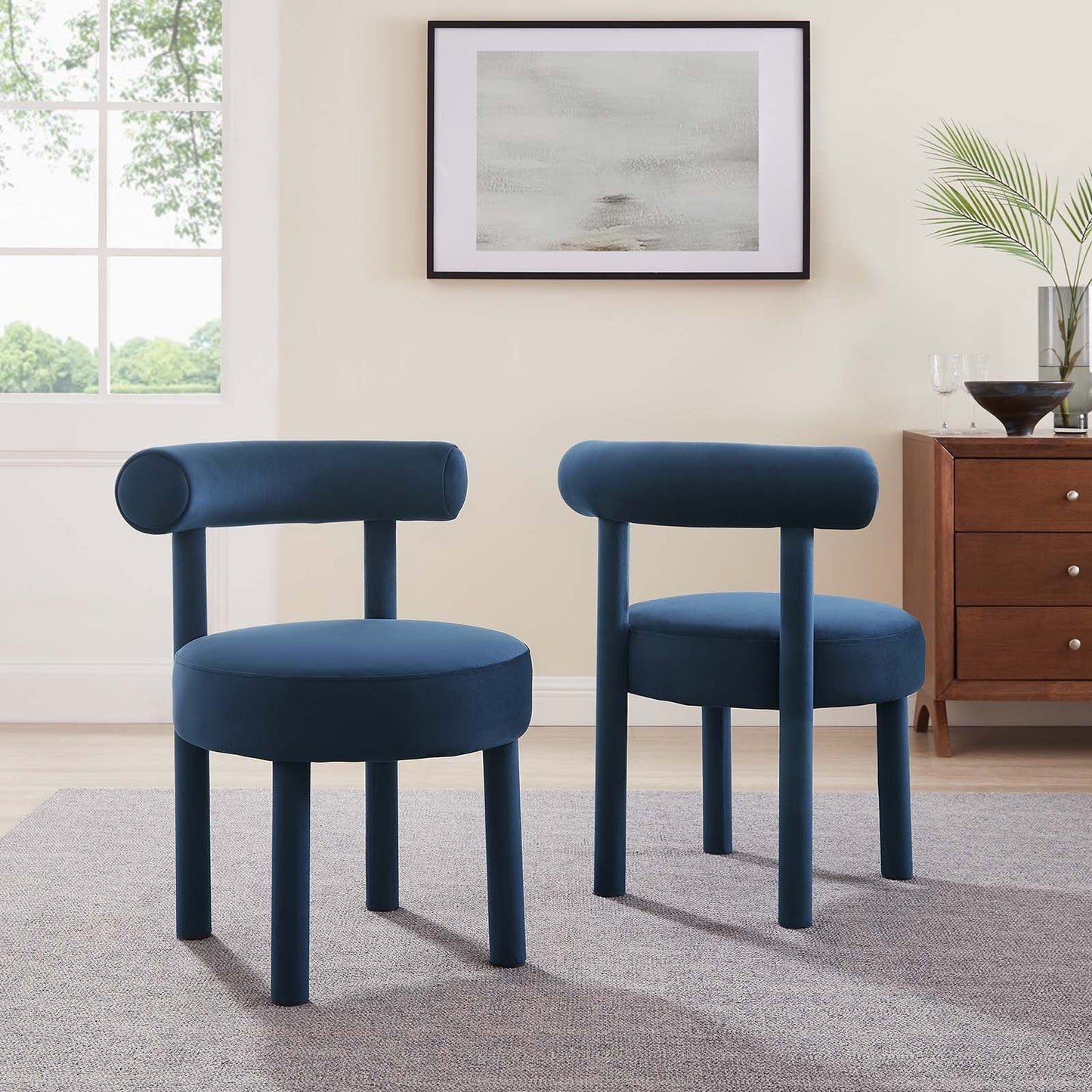 Toulouse Performance Velvet Dining Chair Set of 2 by Modway