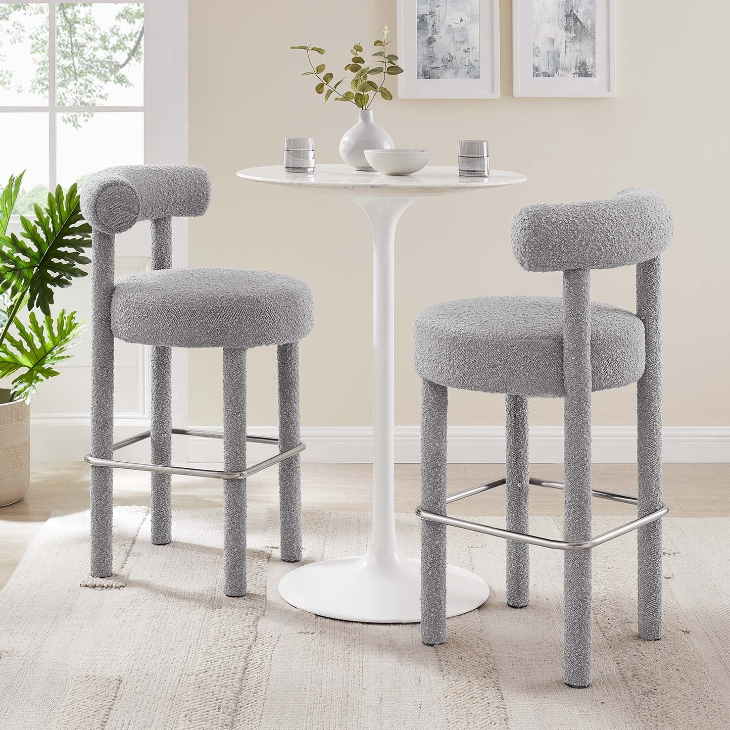 Toulouse Boucle Fabric Bar Stool Set of 2 by Modway