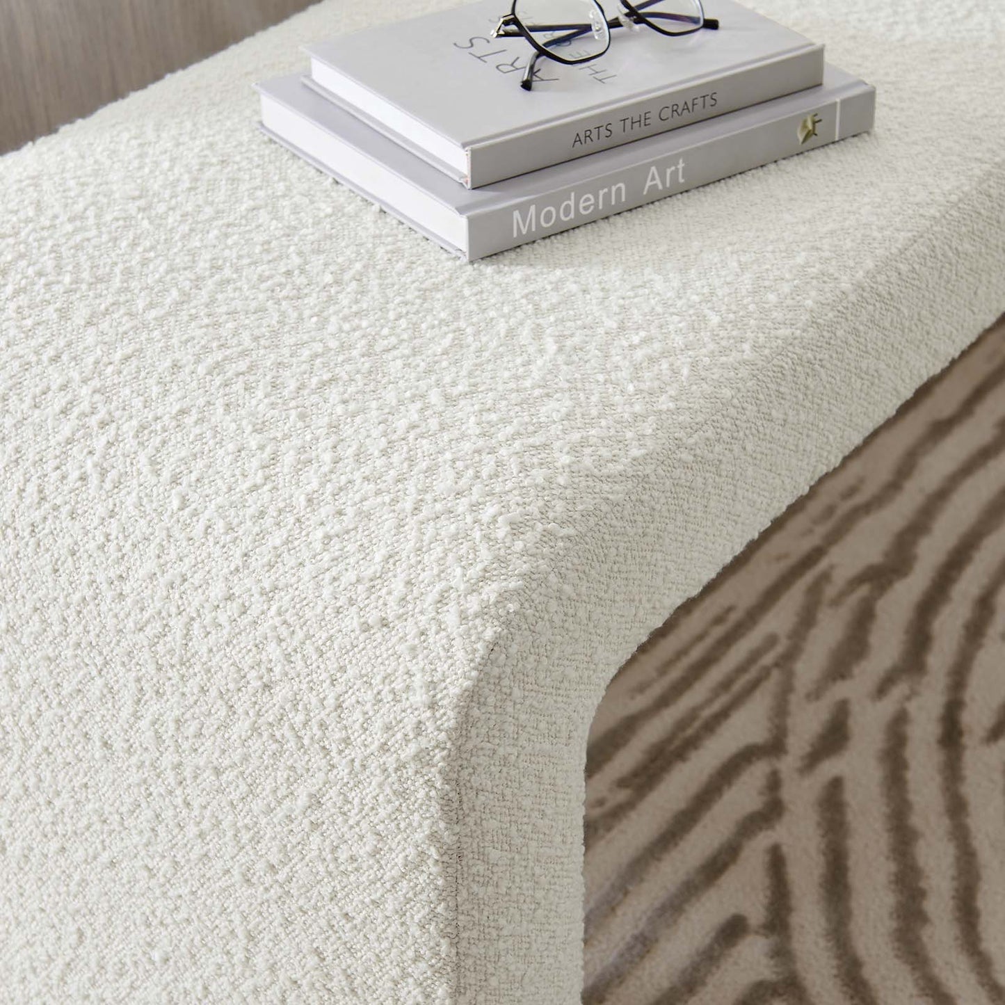 Simba Boucle Fabric Waterfall Long Bench by Modway