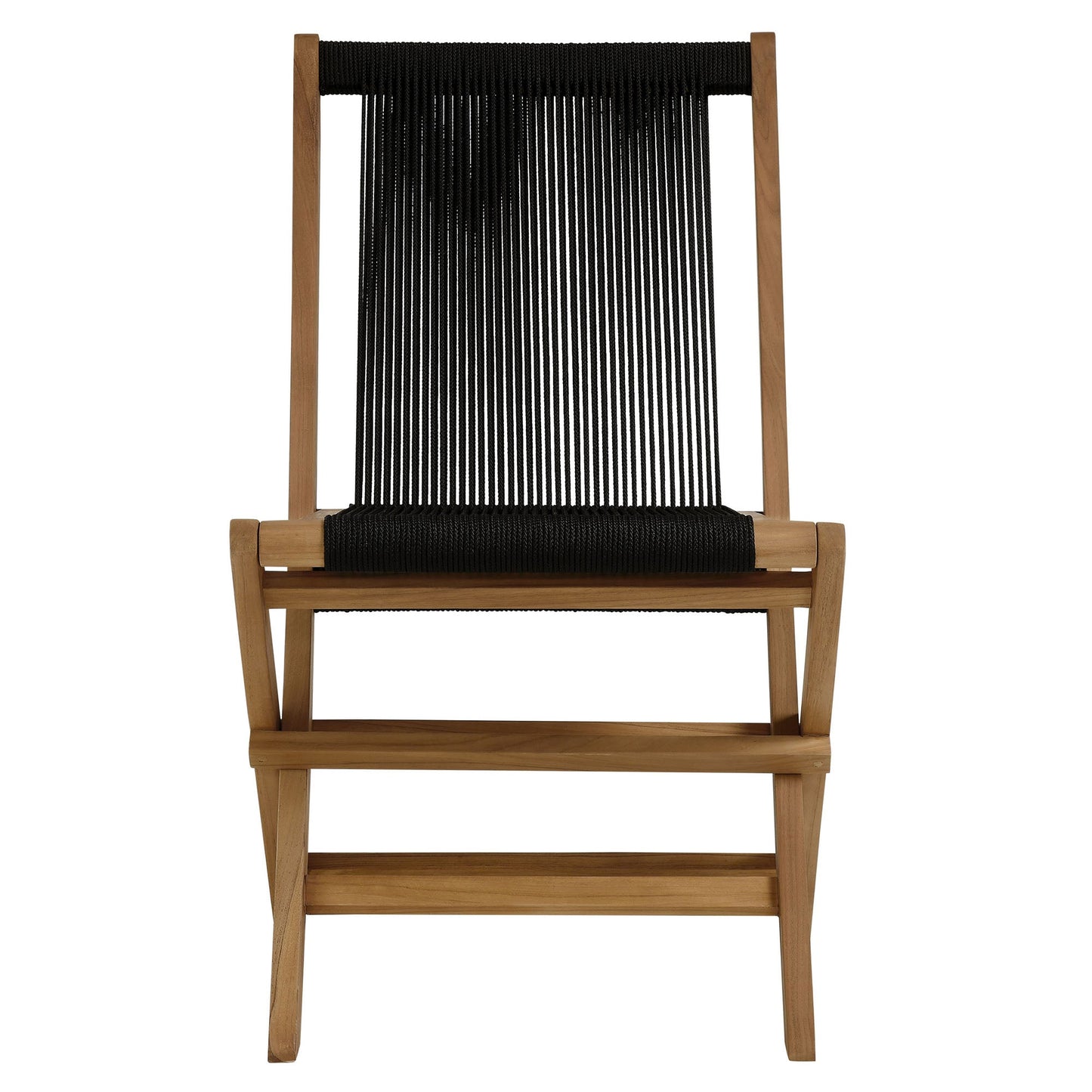 Vienna 2-Piece Outdoor Patio Teak and Rope Folding Accent Lounge Chair and Ottoman Set by Modway