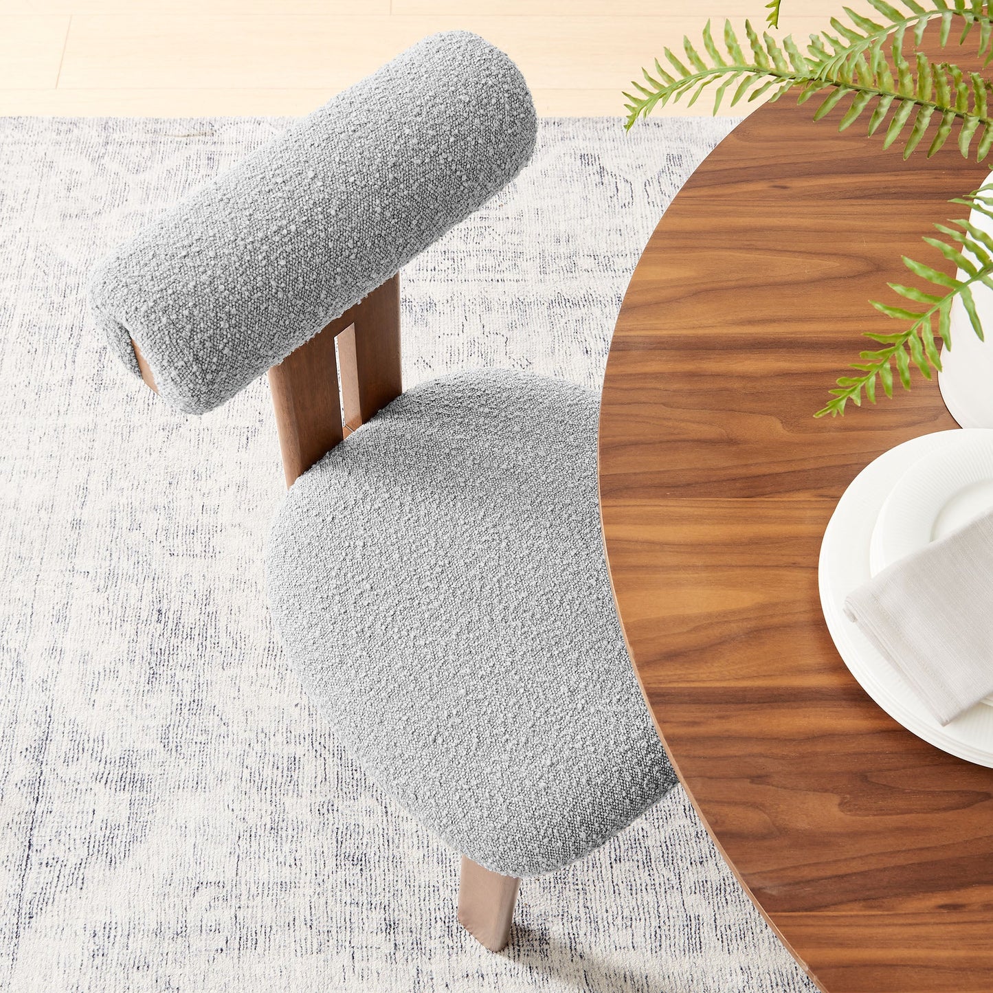 Torian Boucle Fabric Dining Chair Set of 2 by Modway