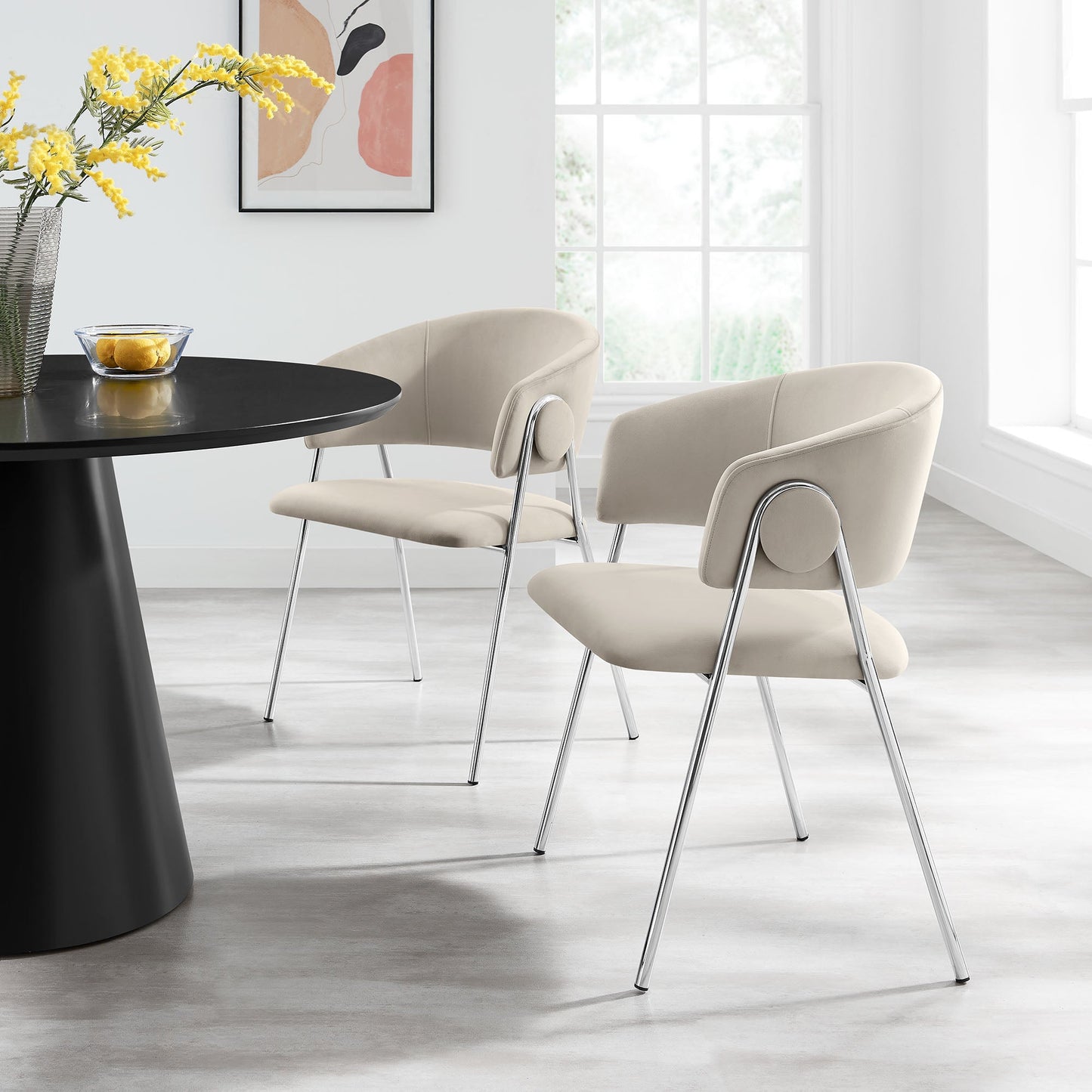 Nella Upholstered Performance Velvet Dining Chair Set of 2 by Modway