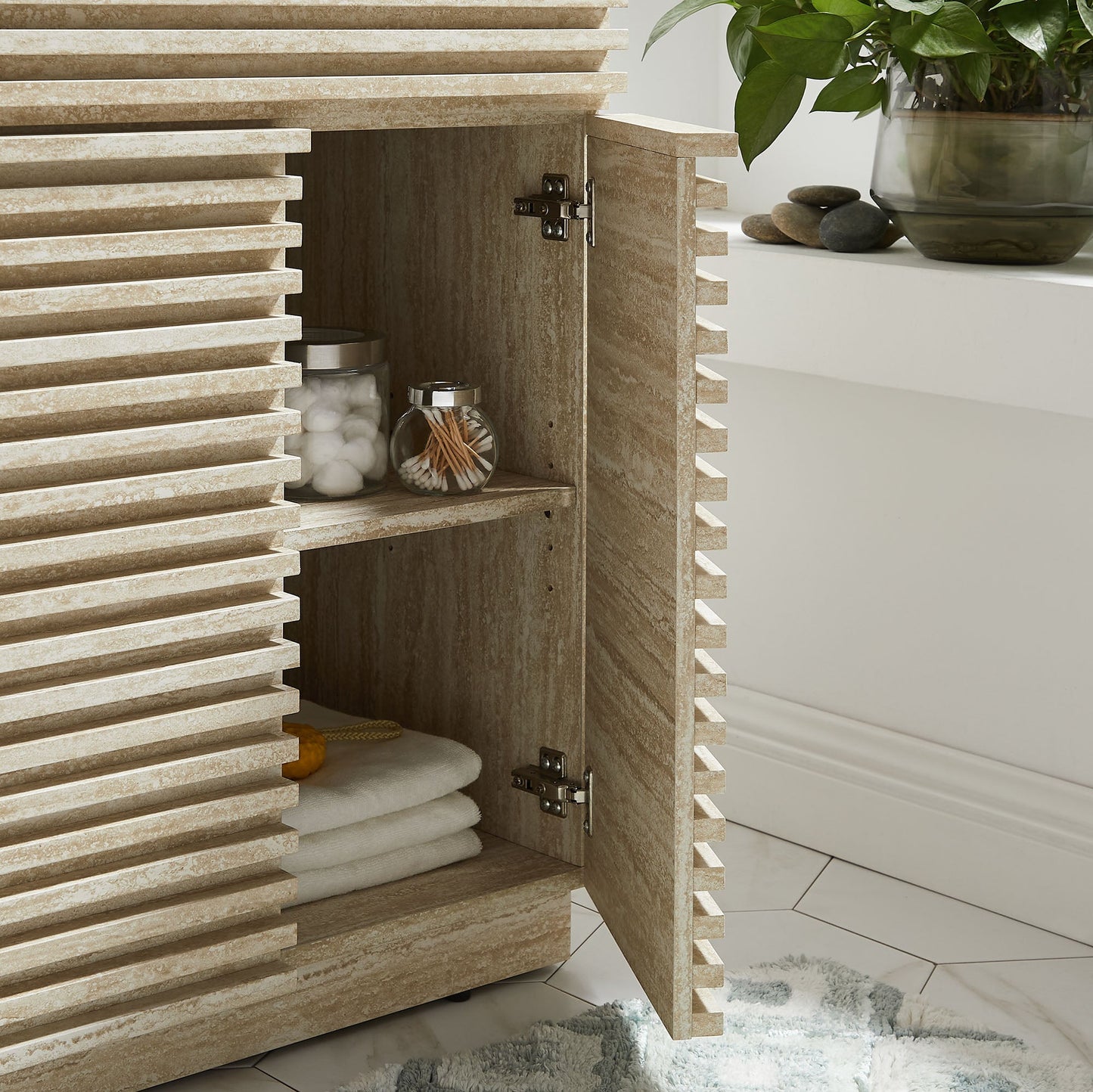 Render 24" Faux Travertine Bathroom Vanity With Sink by Modway