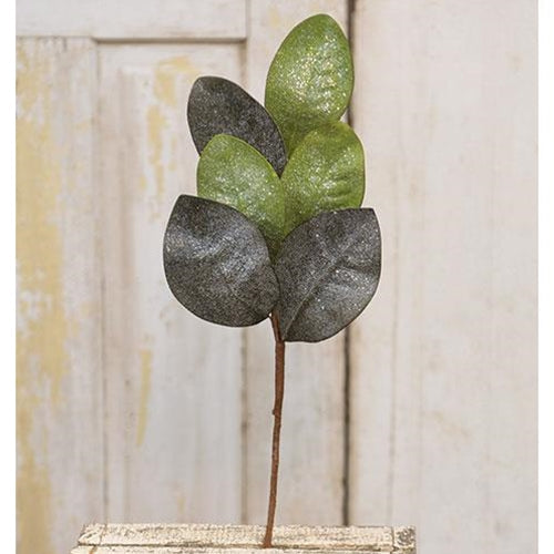 Vintage Glitter Magnolia Leaves Pick 20" (Pack of 4)