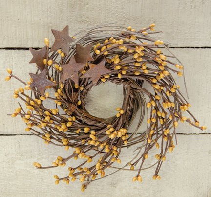 Old Gold Pip & Star Twig Wreath 10" (Pack of 4)
