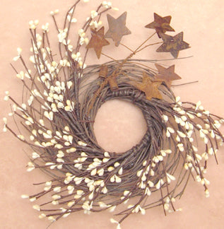 Ivory Pip & Star Twig Wreath 10" (Pack of 4)