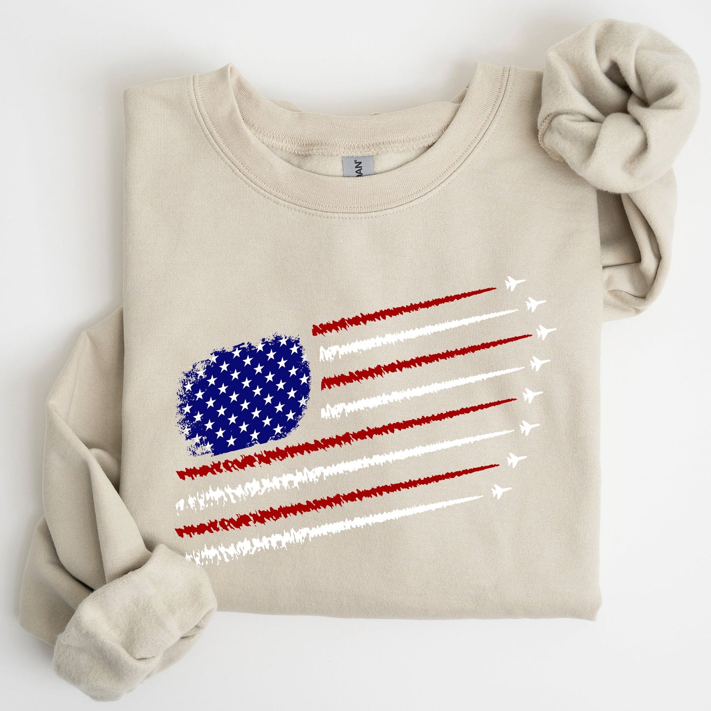 Fighter Jets Navy Air Force American Flag Graphic Premium Cozy Warm Fleece Patriotic Military Pride Edition Sweatshirt