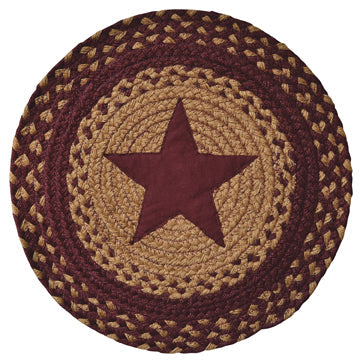 Burgundy Star Braided Mat - 15" (Pack of 4)