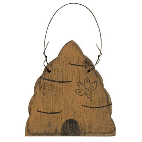 Wooden Beehive Ornament (Pack of 4)