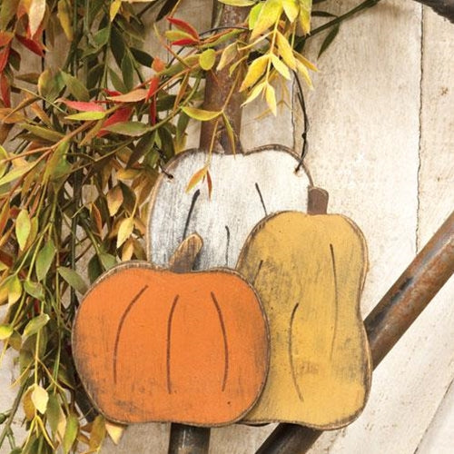 Primitive Triple Pumpkin Ornament (Pack of 4)