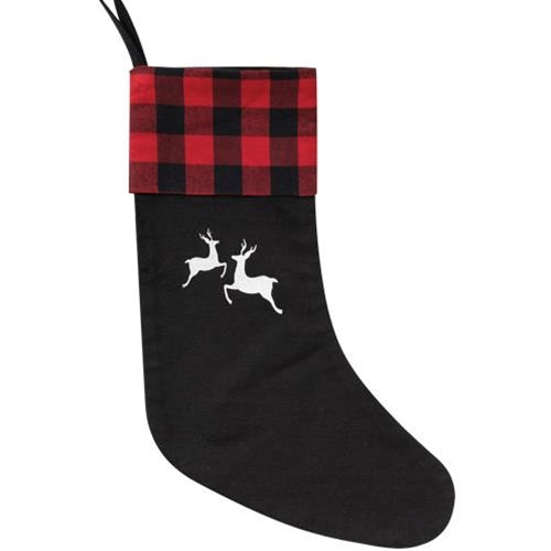 Red Buffalo Check Reindeer Stocking (Pack of 4)
