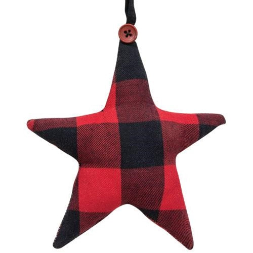 Red Buffalo Check Fabric Star Ornament (Pack of 4)