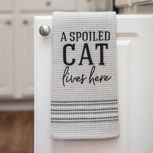 A Spoiled Cat Lives Here Dish Towel (Pack of 4)