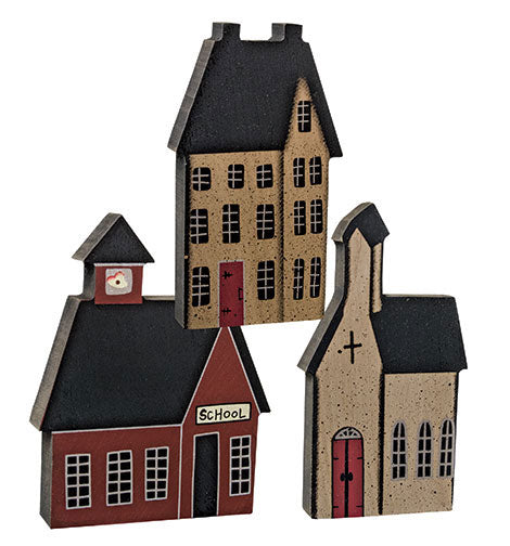 Village House Block 3 Asstd. (Pack of 4)