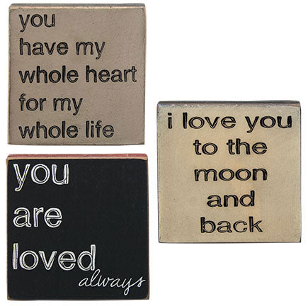 Moon Square Block Sign 4" 3 Asstd. (Pack of 4)