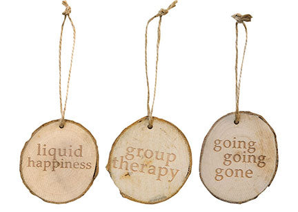 Wooden Wine Tag 3 Asstd. (Pack of 4)