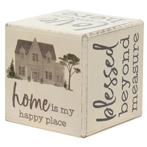 Home Is My Happy Place Six-Sided Block (Pack of 4)