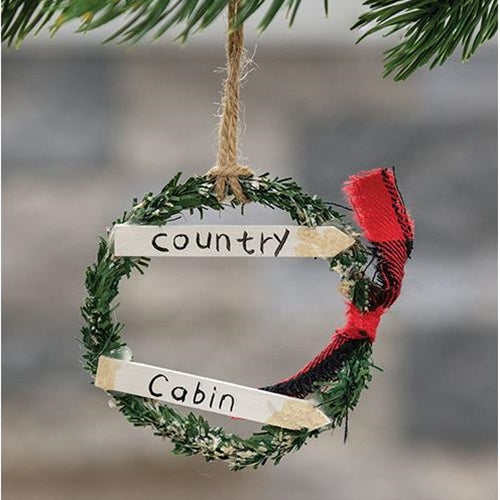 *Country Cabin Wreath Ornament (Pack of 4)
