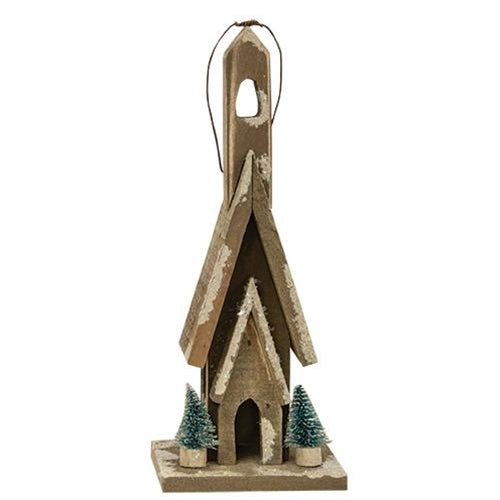 Primitive Town Snowy Church (Pack of 4)