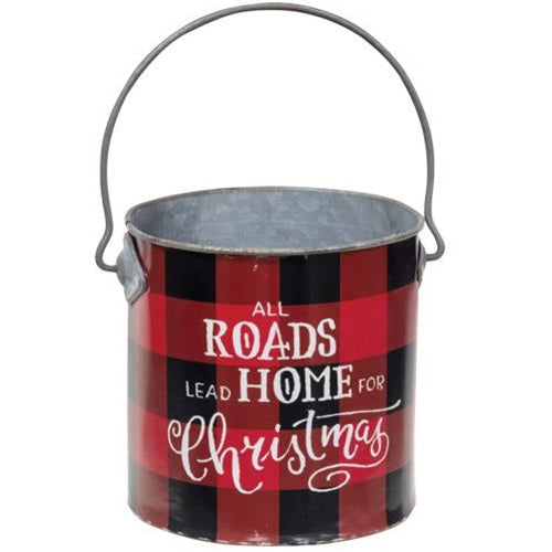 Home For Christmas Buffalo Check Bucket (Pack of 4)