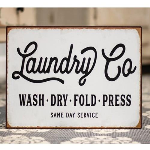 Laundry Co. Distressed Metal Sign (Pack of 2)