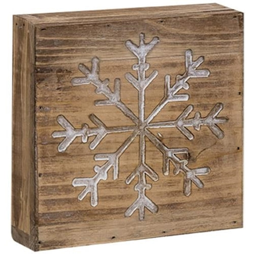 Snowflake Natural Wood Sign (Pack of 4)