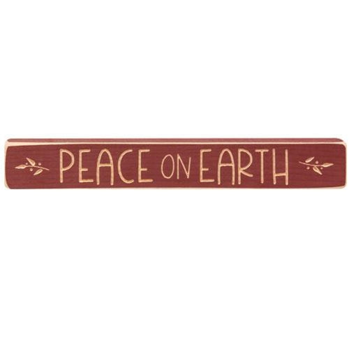 Peace on Earth Engraved Block 12" Barn Red (Pack of 4)