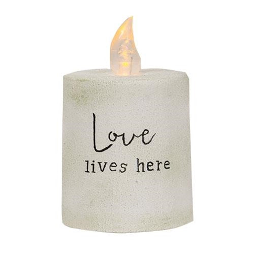 Love Lives Here White Cement Timer Pillar (Pack of 4)
