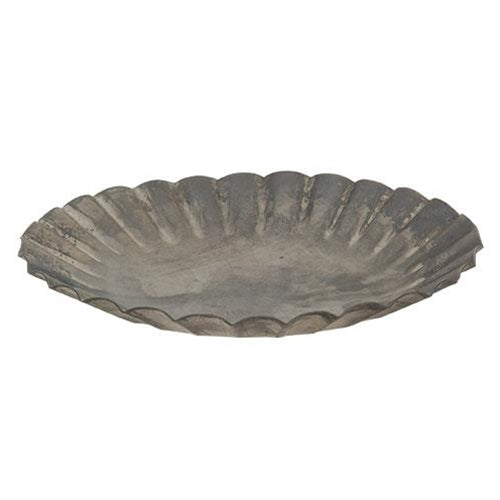 Graywashed Tin Fluted Candle Pan 5.5" (Pack of 4)