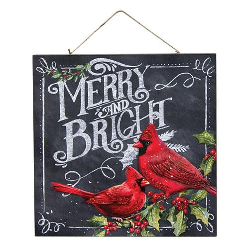 Merry and Bright Cardinal Sign (Pack of 2)