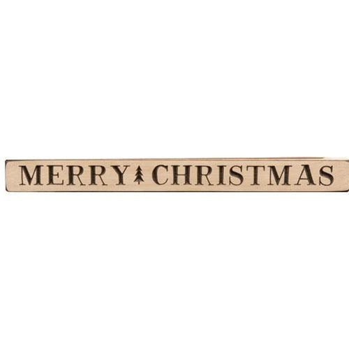 Merry Christmas Engraved Block Auth. White 18" (Pack of 4)