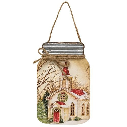White Church Mason Jar Hanger (Pack of 4)