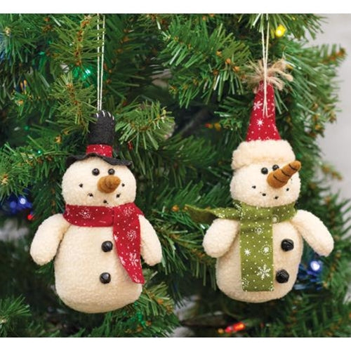 '+Plush Snowman Ornament 2 Asstd. (Pack of 4)