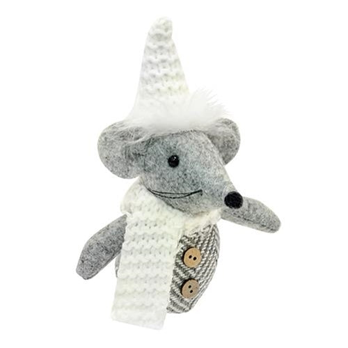 Plush Gray Mouse Ornament (Pack of 4)