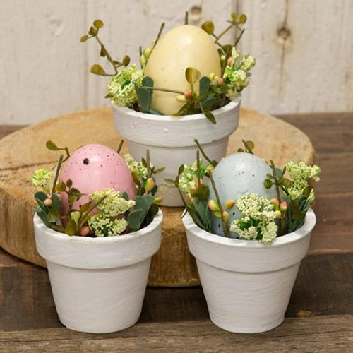 Deco Eggs in Pot 3 Asstd. (Pack of 4)
