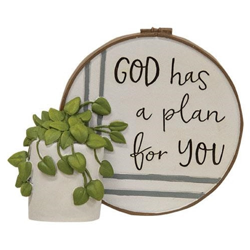God Has a Plan For You Resin Stitchery Figurine (Pack of 4)