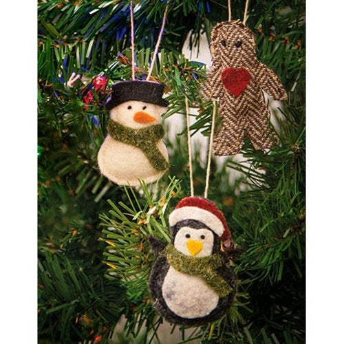 3/Set Felt Christmas Ornaments (Pack of 4)