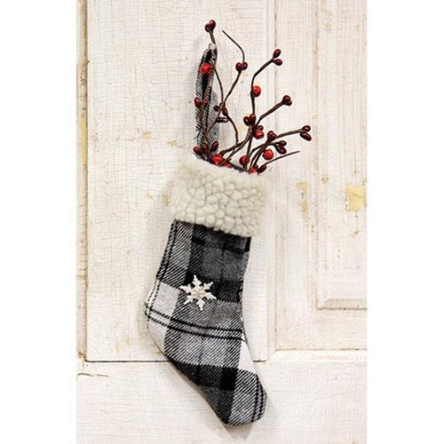 Black & White Plaid Stocking Ornament With Snowflake (Pack of 4)