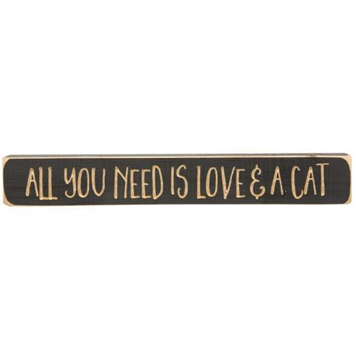 All You Need Is Love & A Cat Engraved Block 12" (Pack of 4)