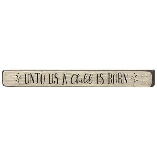 Unto Us A Child Is Born Engraved Block 1.75" x 18" (Pack of 4)